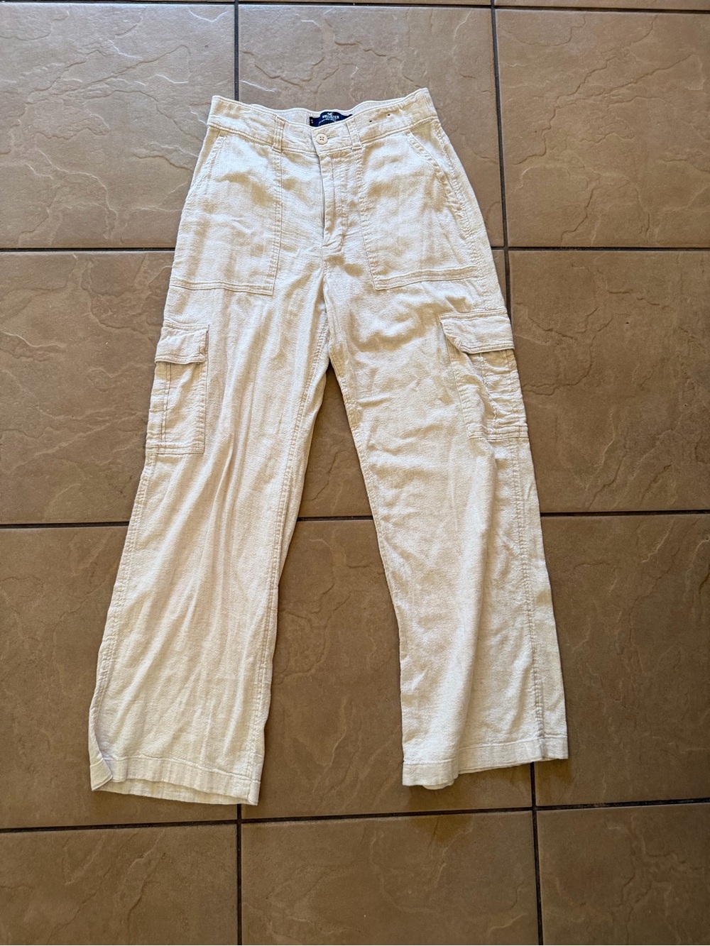 Hollister Cream Cargo Trousers